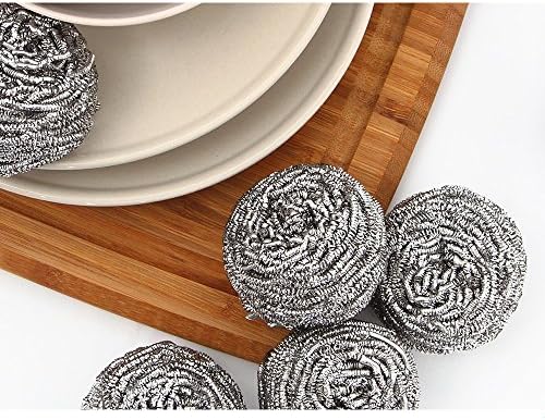 6 Pack cleaning Steel Scrubber,Metal Scouring Pads Tackling for tough cleaning jobs. stainless steel wire ball (30g)