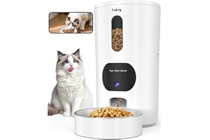 Yakry Automatic Cat Feeder with Camera - 5G WiFi Easy Setup App Control Cat Dry Food Dispenser with Stainless Steel Bowl, 17 Cups, HD 1080P Video with Night Vision for Small Pets Indoor
