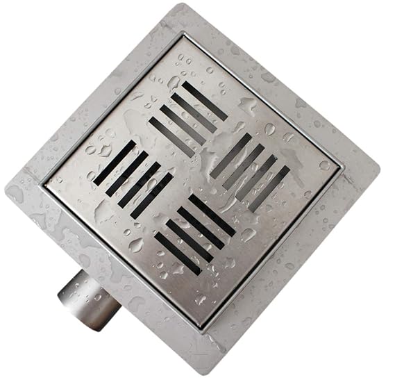 Edelstahl-Duschrinne S05 Bodenablauf für Duschkabine - inkl. Ablaufblende - Größe wählbar, Größe:13.5 x 13.5 cm