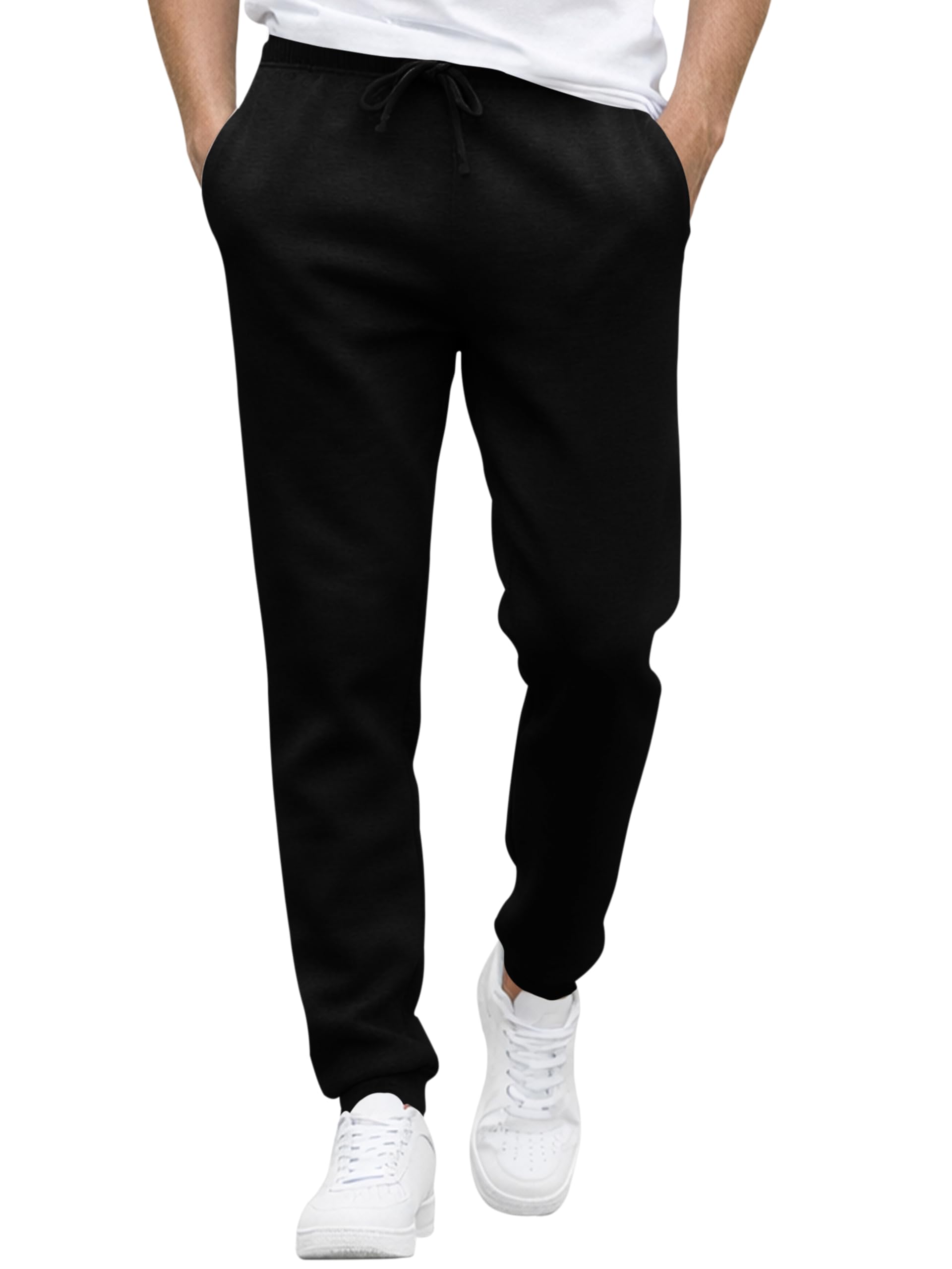 Love My Fashions® Men's Fleece Tracksuit Jogging Bottoms Slim Fit with Zip Pockets Jogger Sweatpants for Gym Workout Black