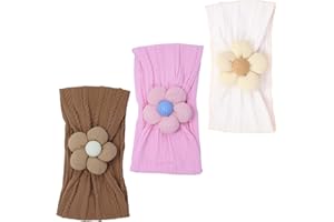Nirvany 3 Pcs Baby Flower Headbands Baby Girls Nylon Headbands Soft Hairbands Hair Accessories (Style D)