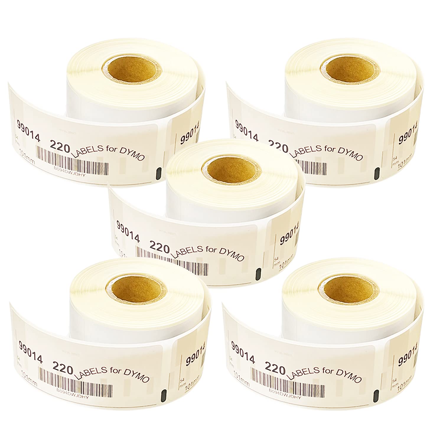 Leyf 5 x Rolls Dymo Label 99014 54 mm x 101 mm Thermal Printer 220 Labels 100% Compatible with Dymo - Seiko