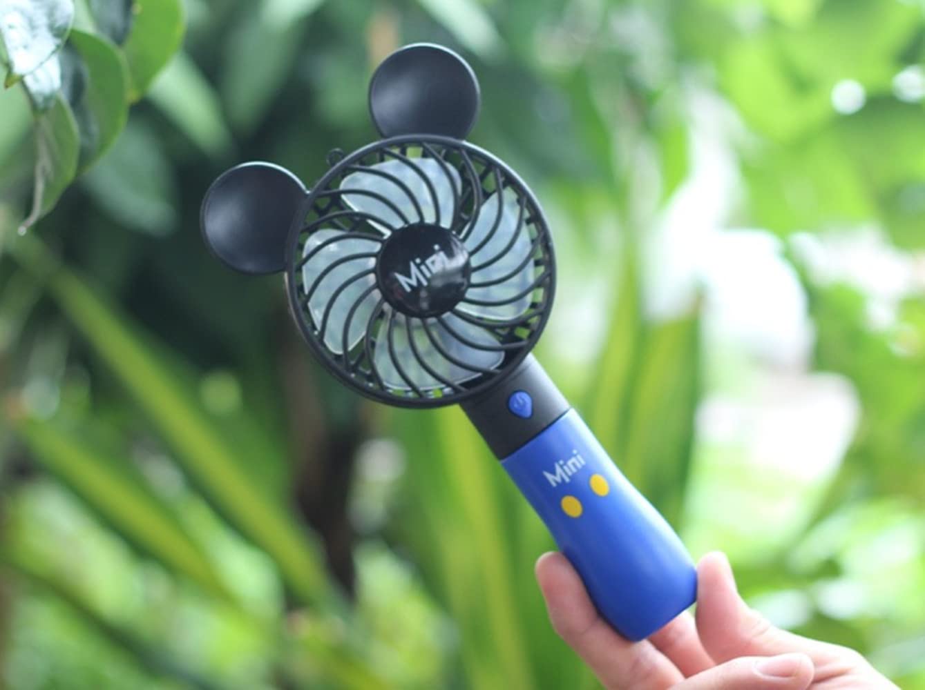 Kbinter Cute Personal Mini Fan, Handheld & Portable USB Rechargeable 1 Speed USB Fans with Colorful LED Light Adjustable, for Indoor Or Outdoor Activities, Cute Mouse