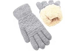 FENELY Women's Winter Warm Touch Screen Gloves Womens Thermal Cable Knit Wool Fleece Lined Glove for Cold Weather