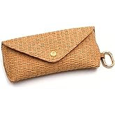 SUSOYAOCHEN Straw woven glasses case, Hard Shell Portable Unisex Glasses Pouch Sunglasses Reading Spectacles Organizer for Travel Vacation