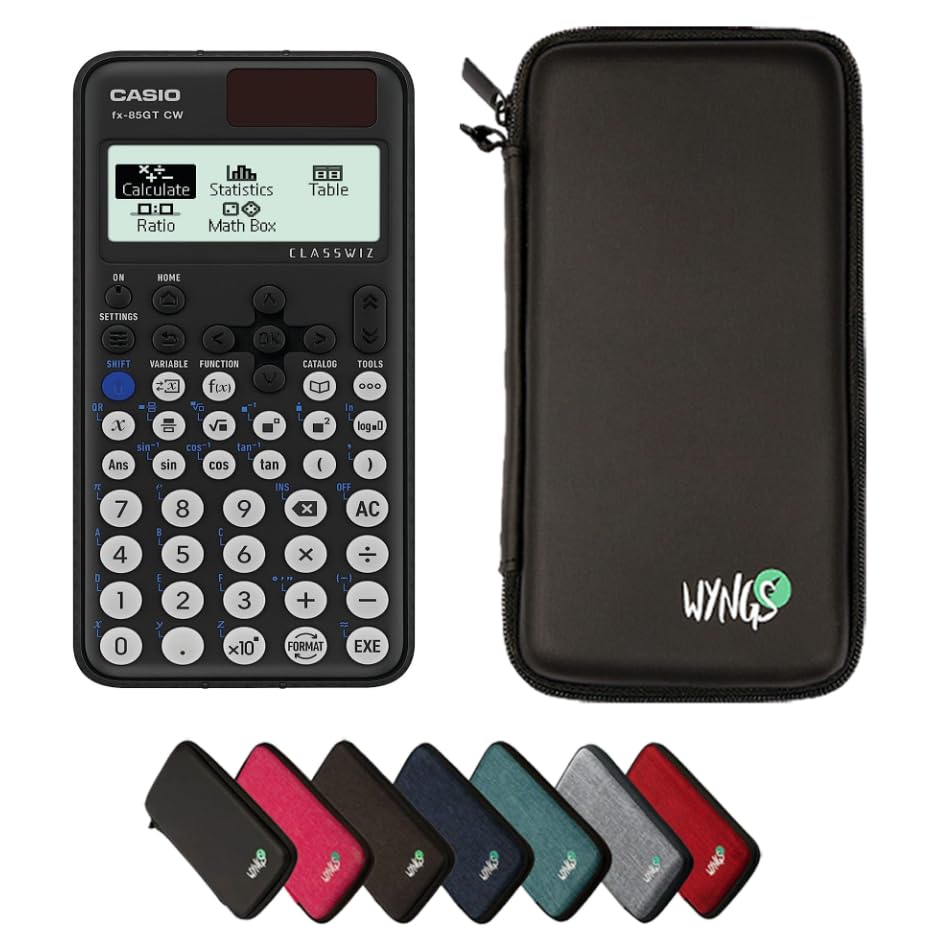 Casio fx-85GT CW including a WYNGS protective case in Black - Basic Set