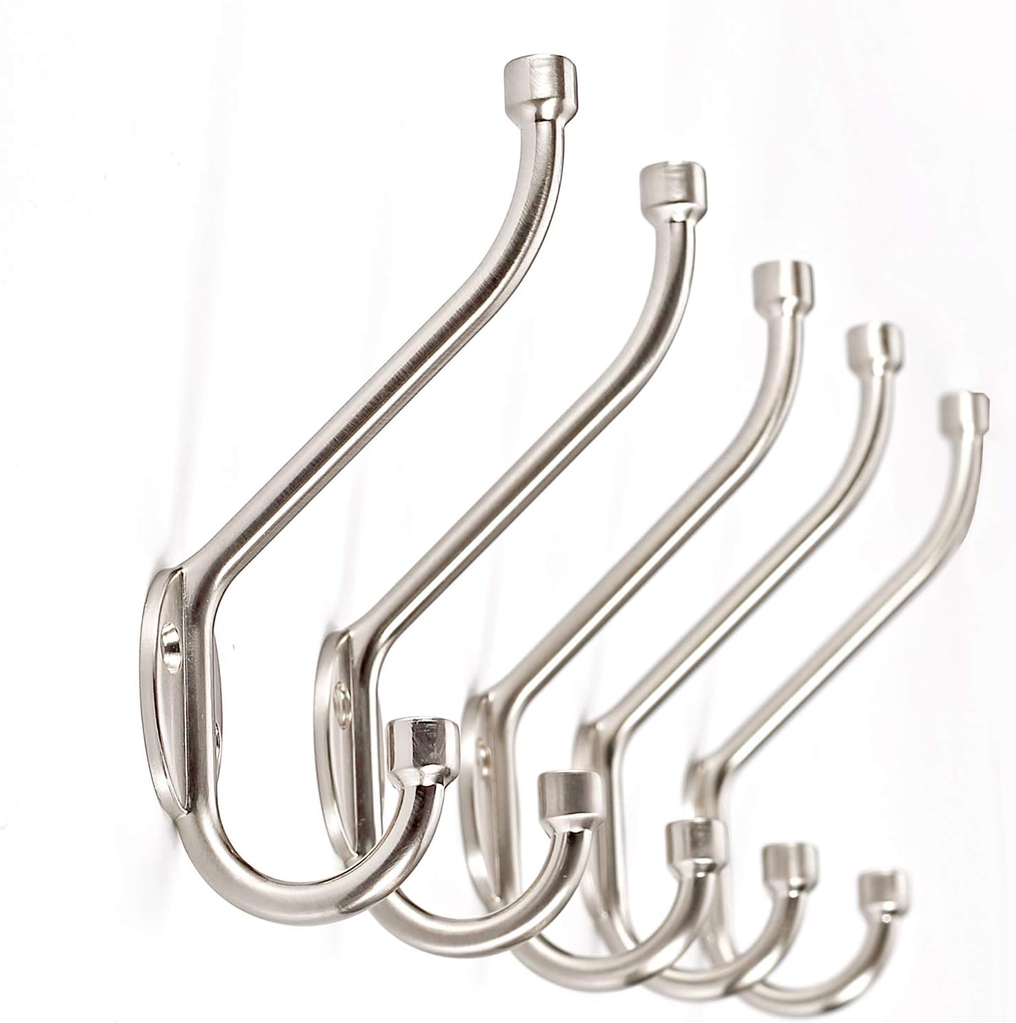 5 Pack Wall Mounted Standard Decorative Heavy Duty Double Coat Hooks