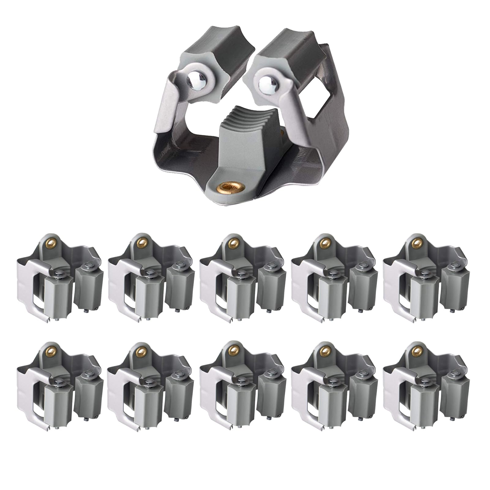 3-H Mop Holder 10 Pack,Brush Holder,Broom Holder Wall Mounted for Kitchen Bathroom Laundry Room Shed Garage Garden(Grey)