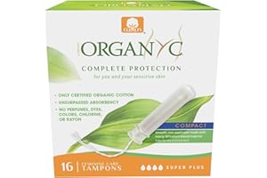 Organyc 100% Organic Cotton Compact Organic-Based Applicator Tampon, Super Plus, 16 Count