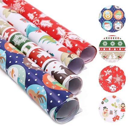 20 Fogli Di Carta Da Regalo Con Babbo Natale Carta Da Regalo Colorata Per Bambini Pupazzo Di Neve Renna Albero Di Natale Fiocco Di Neve
