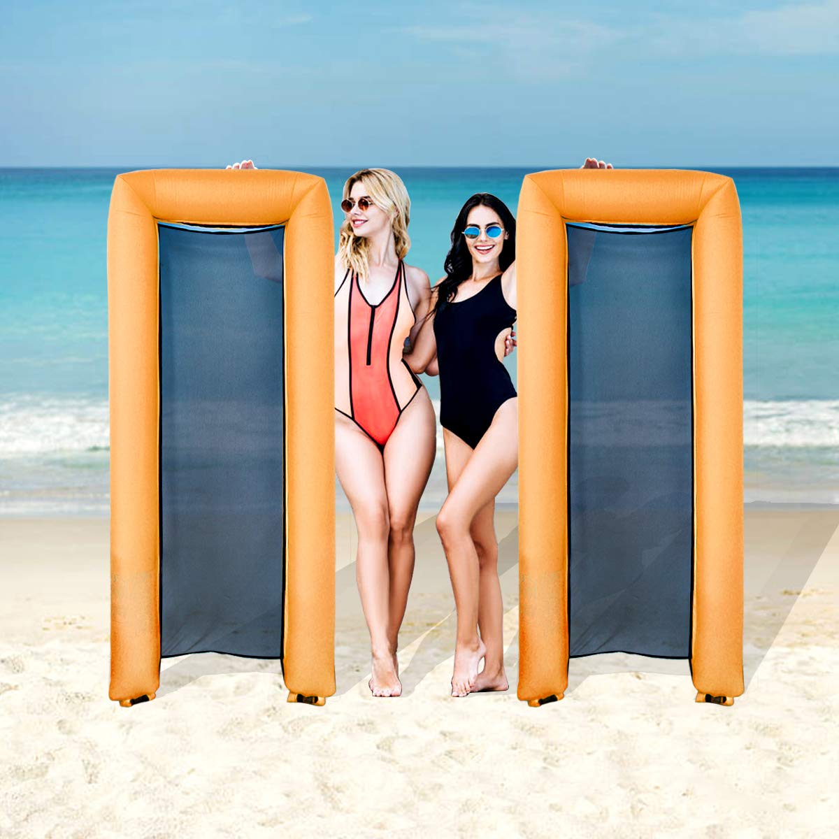 Dreampark Inflatable Water Hammock Pool Floats Portable Floating Lounger Chair for Adults & Kids, Summer Swimming Pool Beach Travel Accessories, 440lb Capacity Fast Inflated-Orange