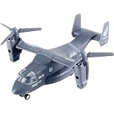 Diecast Metal Military Transport Helicopter Plane - 1:400 Scale Alloy Model Twin-Engine Rotor Aircraft Toy, Tiltrotor Transporter Airplane with Pullback Action, Lights and Sound