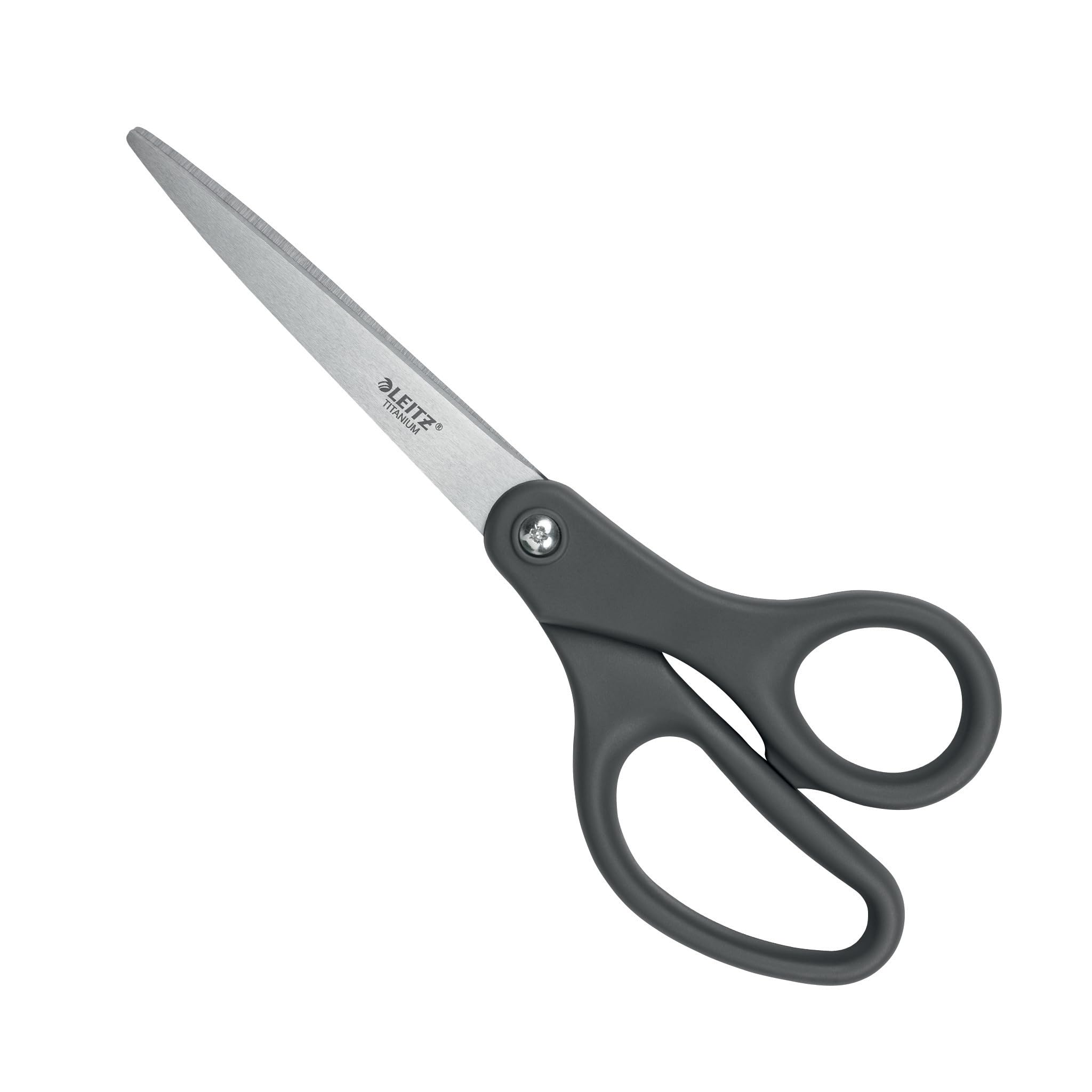 Leitz Titanium Scissors 180 mm, Stainless Steel 180 mm Scissors with Titanium-Coated Blades on Plastic-Free Hanging Card, 54210089