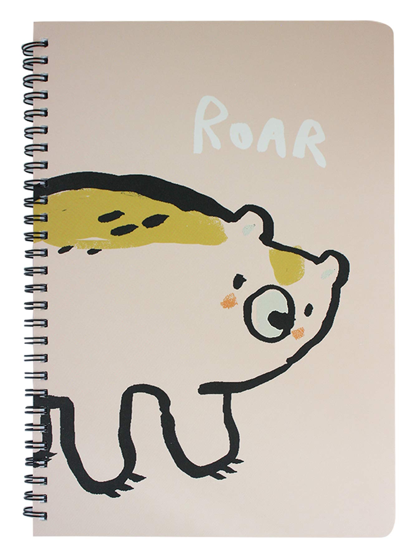 Emartbuy Cartoon Animal Hard Cover Spiral Exercise Book Diary Notebook Notepad Writing Journal Ruled B5 Size 80 Sheets (160 Pages) - Bear, Peach