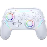 EJGAME Wireless Pro Controller for Switch 2/Switch,9-Axis Motion Sensor, Features C Button,Hall Effect Joysticks and Triggers,Wake-up,Marco/Programmable Back Buttons,Turbo,Dual Vibration (White)