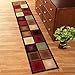 Collections Etc Optic Squares Runner Rug in Deep, Rich Hues - Skid-Resistant Backing Perfect for Hallway, 20