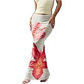 Floerns Women's Summer Floral Skirt Low Waist Fishtail Hem Beach Maxi Skirts