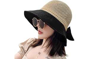 Womens Mesh Top for Sun Beach Hat Split Floppy Wide Brim Sweet Bowknot Holiday Outdoor Sunscreen Packable Bucket Cap