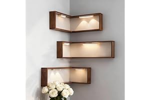 Intelligent Illuminated Corner Shelves-Corner Wall Shelf with Light，Light Up Your Space，Suitable for Displaying Small Statues