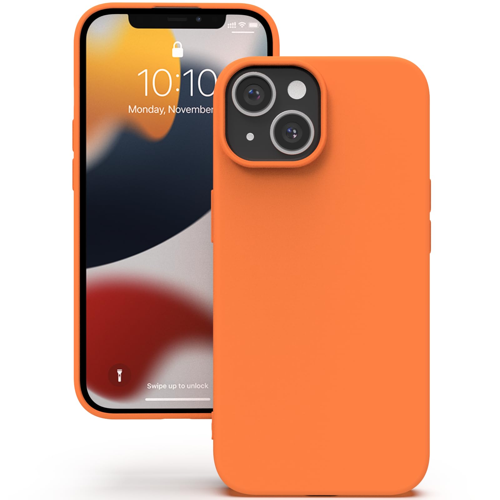 YATWIN Silicone Case for iPhone 13 Mini, Soft-Touch, Shockproof, DustProof, Antiskid Full Body Armour Phone Cover for Apple iPhone 13 Mini - Orange