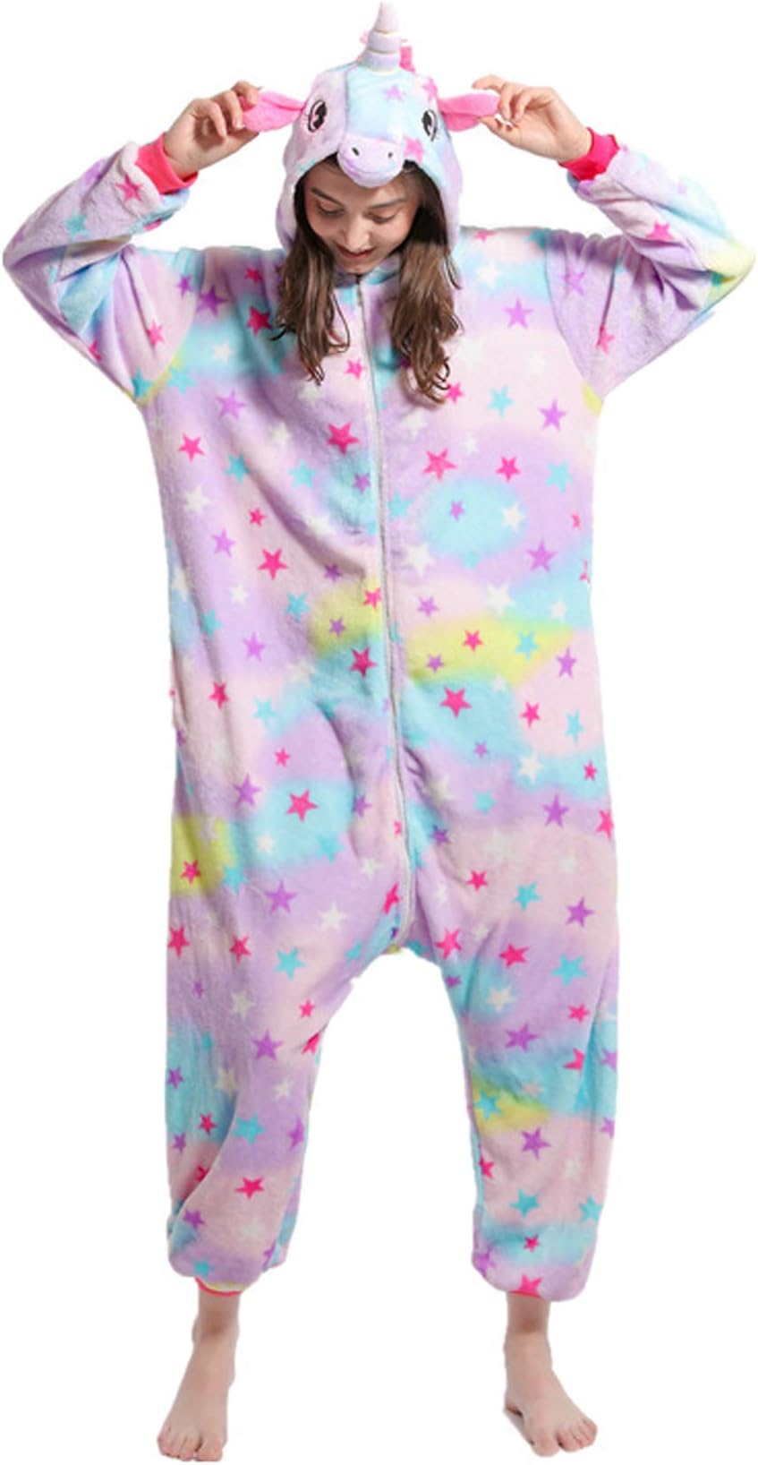 Unisex Unicorn Onesie Pajamas Halloween Cosplay Costume Animal Homewear Onepiece