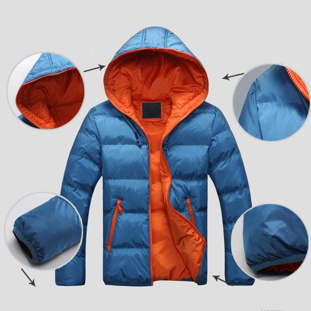 fnemo Men Casual Cotton Jacket Long Sleeve Hooded Slim Outerwear Winter Zipper Coat Coats