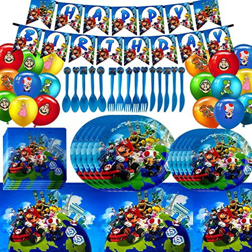 Cute Mario Bros Party Supplies Birthday Decorations, Cartoon Mario