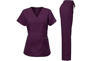 Dagacci Medical Uniform Women's Scrubs Set Stretch Ultra Soft Contrast Pocket