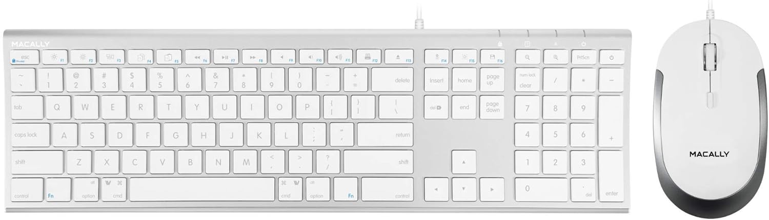 Macally USB C Mac Keyboard and a Wired USB C Mouse, Perfect Accessories for New MacBooks