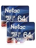 Netac 64GB Micro SD Memory Card 2 Packs, MicroSDHC Card UHS-I 100/30MB/s(R/W), 6