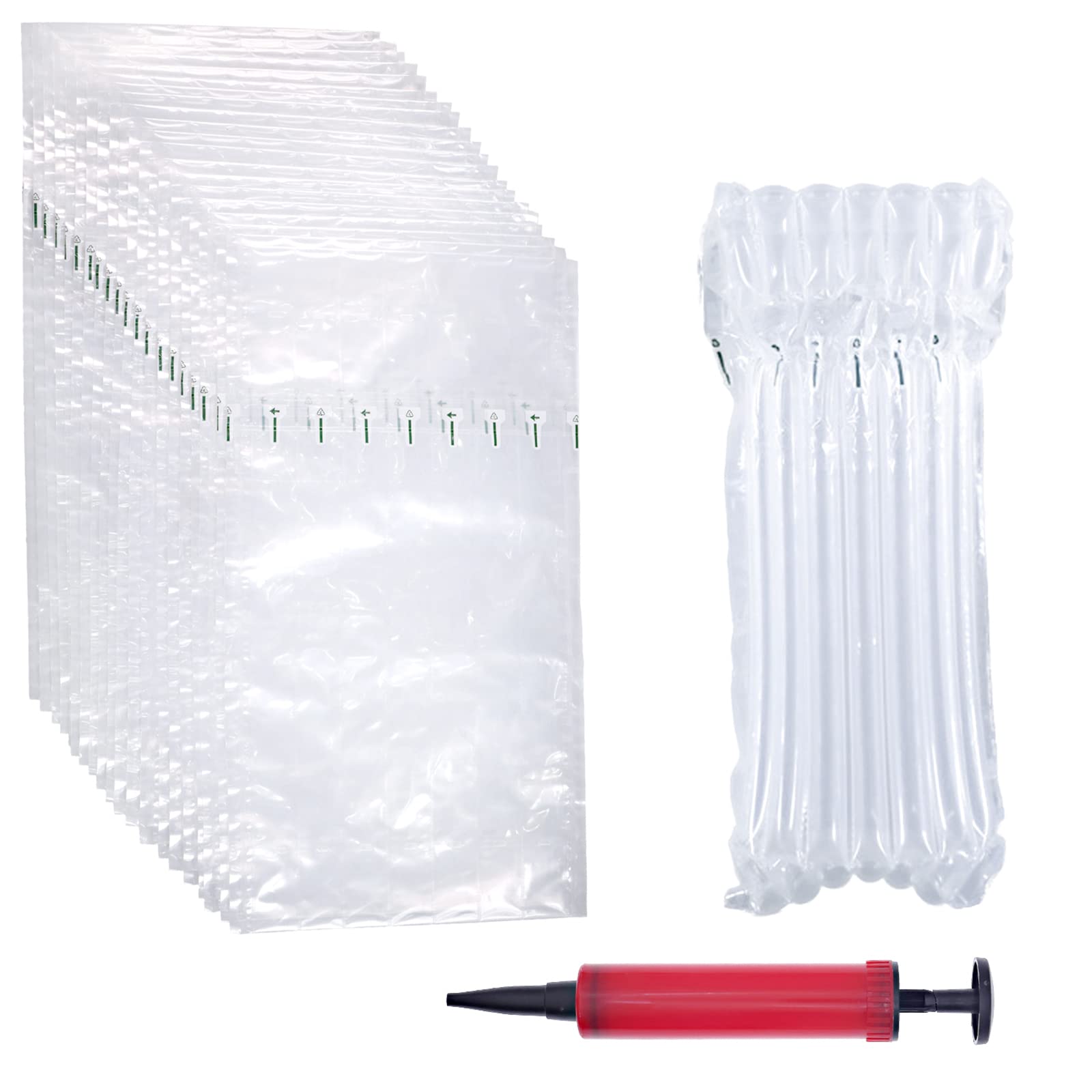DBOO Wine Bottle Protector 20 Packs Bubble Bags with Re-usable Air Pump Bottle Packaging Inflatable Air Column Cushion Bag for Wine Bottle Packaging and Transportation