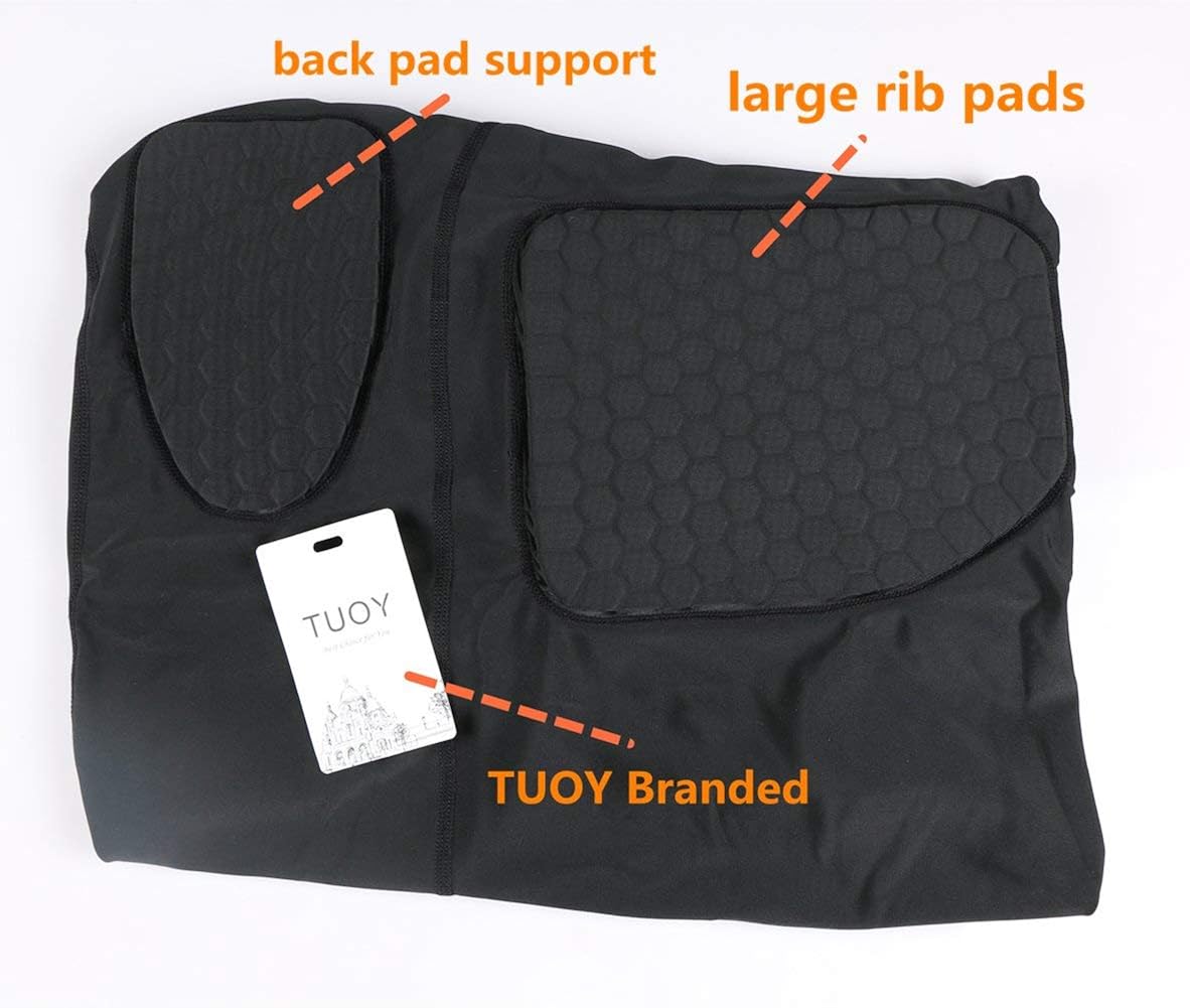 TUOY Padded Compression Shirt Padded Football Shirt Rib Chest Protector Shirt : Clothing