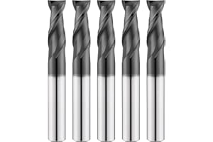 AYCHOLIZ 1/8" Tungsten Carbide Square End Mill 2 Flute Micro Grain Milling Bits Set,AlTiN Coating,for Milling Alloy Steels,Cast Iron,Carbon Steel(5PCS)