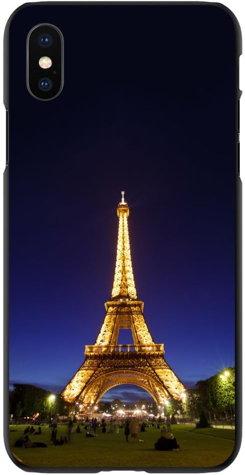 DistinctInk Case for iPhone XR (6.1" Screen) - Custom Ultra Slim Thin Hard Black Plastic Cover - Eiffel Tower Paris Night - Show Your Love of Paris