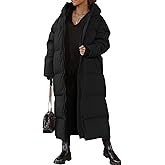 Flygo Womens Hooded Long Puffer Coat Winter Jackets Coats Warm Maxi Long Sleeve Zip Padded Down Cocoon Outerwear