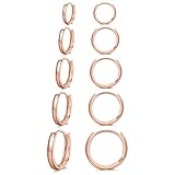 Senteria Small Rose Gold Hoop Earrings 5 Pairs 14K