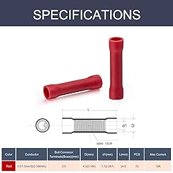 Chanzon 100pcs UL Listed Butt Splice Connectors
