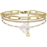 YADUDA Dainty Four Leaf Clover Bracelet for Women 18K Gold Plated Stainless Steel Lucky Clover Link Bracelets Wrist Jewelry for Women