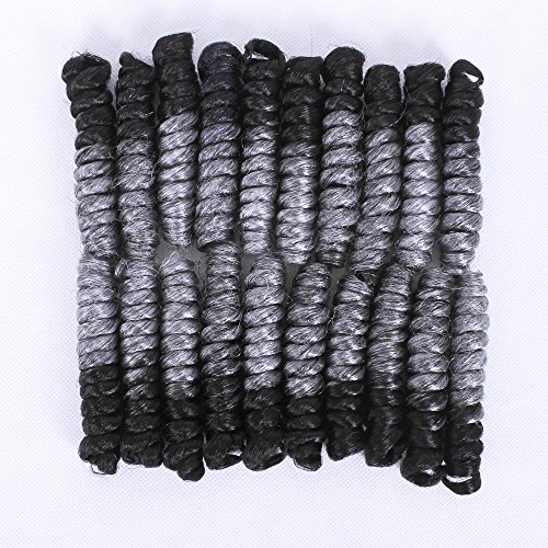Spiral Curls Crochet Hair Crochet Braids Tapered Cut Each Box 20strands Synthetic Spirals Curled Hair Extensions (20inch-Carrie curl, 1b-grey)