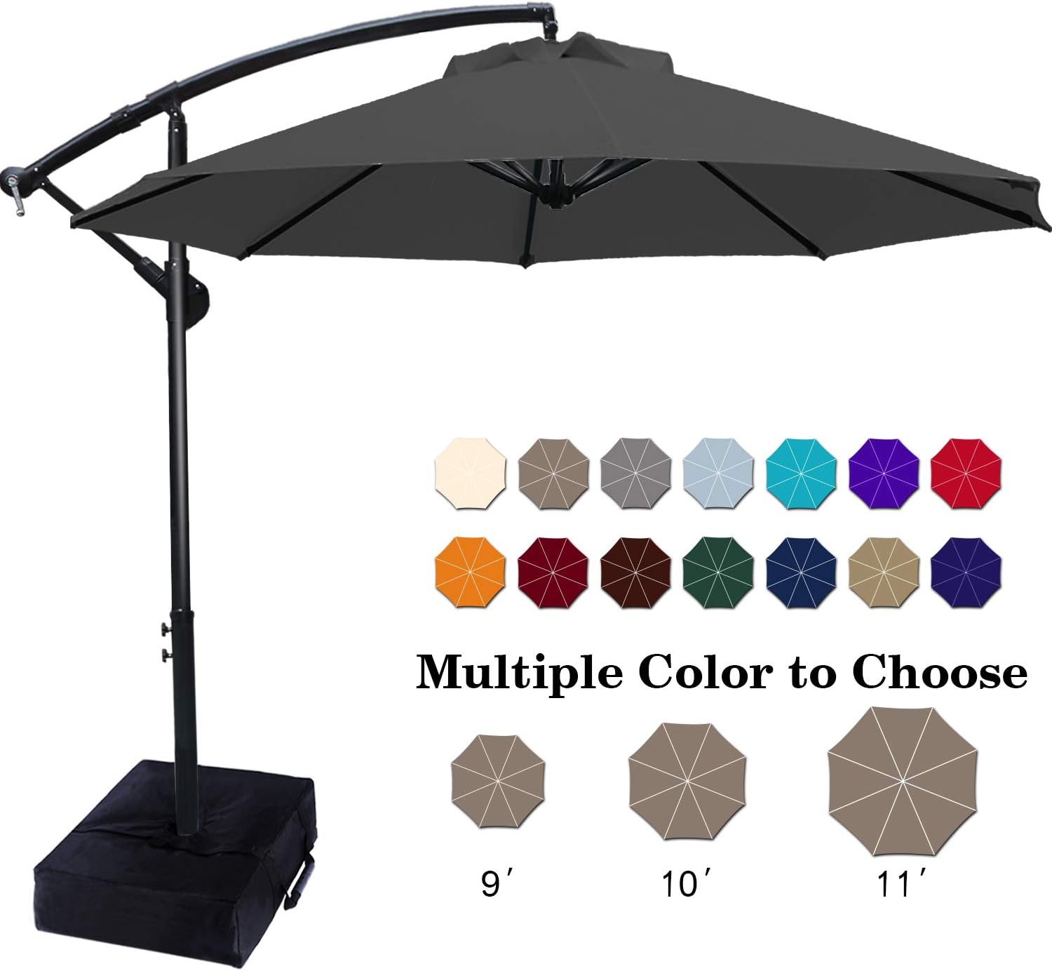 Abccanopy 10 Ft Patio Umbrellas Cantilever Umbrella Offset Hanging Umbrellas Outdoor Market Umbrella With Crank Cross Base For Garden Deck Backyard Pool And Beach Dark Gray Amazon Ca Patio Lawn Garden