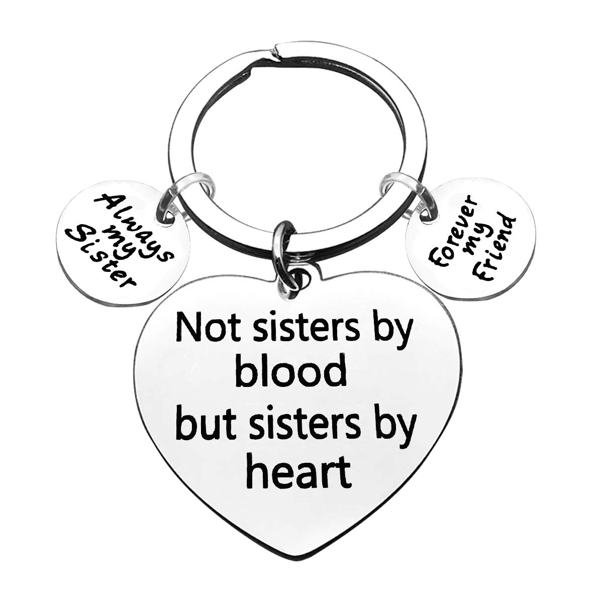 Huwujiu Best Friend Keyring Friendship Gifts for Women Not Sisters by Blood but Sisters by Heart Keyring Christmas Birthday Gifts Best Friend Gift for Women