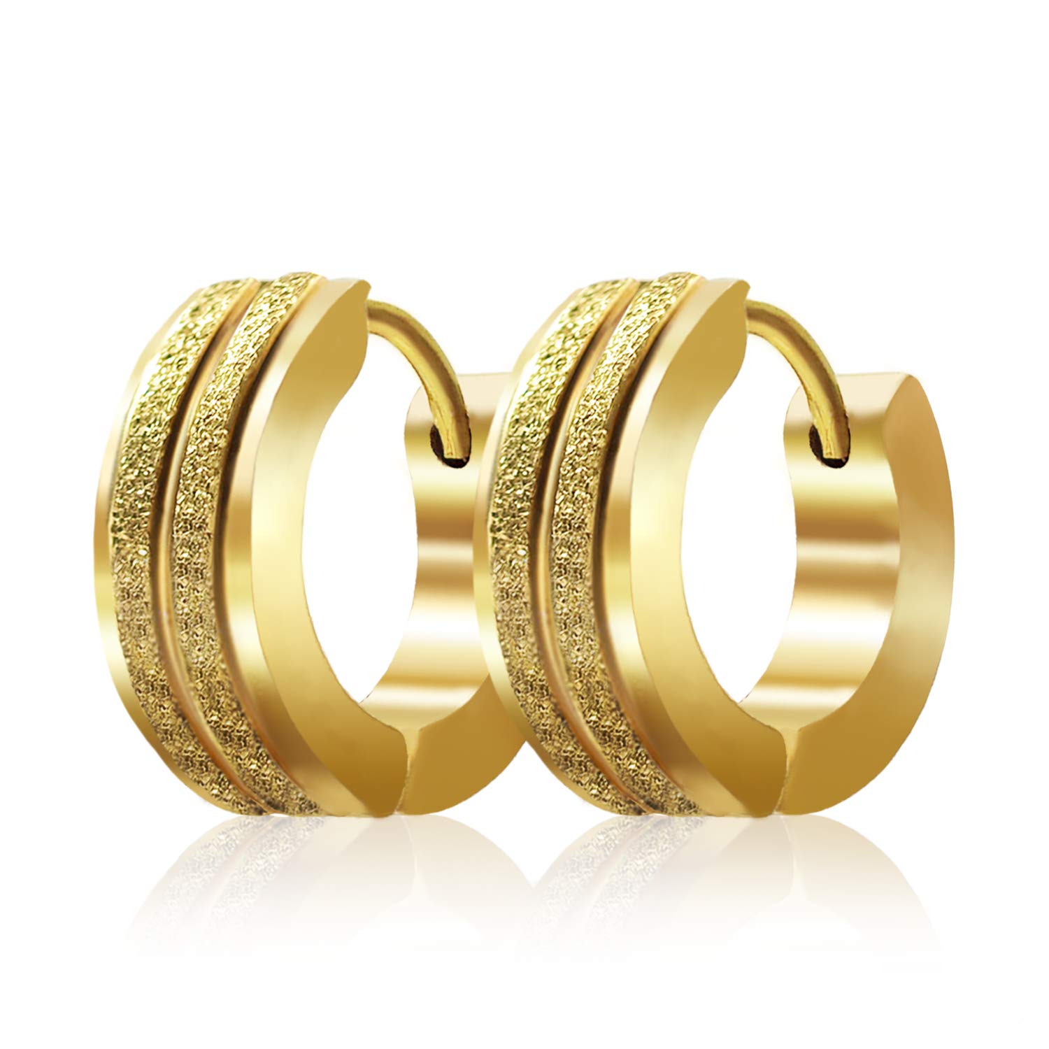 ELEDUCTMONStainless Steel Hoop Earrings For Men's Women's,Silver/Gold/Black/Blue Hypoallergenic Round Huggie Earrings,Fashion Punk Earrings Piercing Jewelry,Simple Stylish Loop Earring,Gift for Him Her Birthday