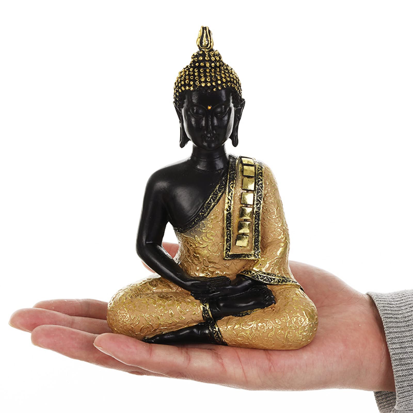 XGOPTS Small Thai Buddha Statue Thai Sculpture Ornament Meditation Peace Harmony Statue Shelf Table Decoration Home Decoration Yoga Room Decoration Golden