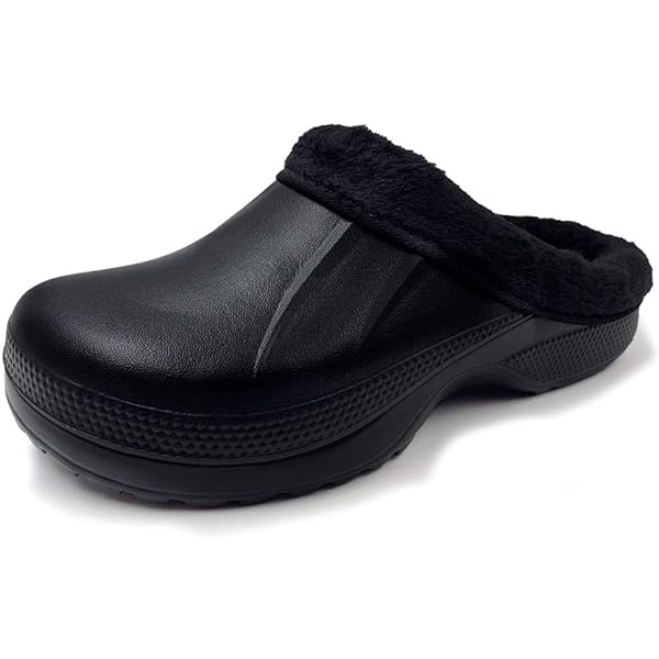 AMOJI Women's Winter Fur Lined Clogs - Slip On Buckle Sandals With Rubber Sole (Style 712)