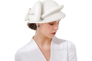 ORIDOOR Women Vintage 100% Wool Felt Flowers Bucket Cloche Bowler Hat Church Wedding Beret Hat