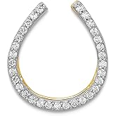 JewelryWeb 14k and Rhodium Diamond Horseshoe Slide Pendant Necklace Pendant for Women