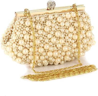 Amazon Osisle パールディナーバッグ女性用化粧品バッグクラッチ ヴィンテージビーズイブニングバッグ ブライダルバッグ 結婚式 パーティー プロムのクラッチハンドバッグ Zz001 レディースバッグ 財布