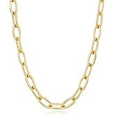 SHANTYSON Chunky Necklace for Women 18K Gold Plated Statement Adjustable Thick Link Chains Paperclip Chain Choker Trendy Fashion Jewelry Gifts