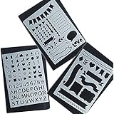 Deoot 3 Pcs Bullet Journal Stencil Set Planner Stencil for Journaling, Scrapbooking, Card and Art Projects