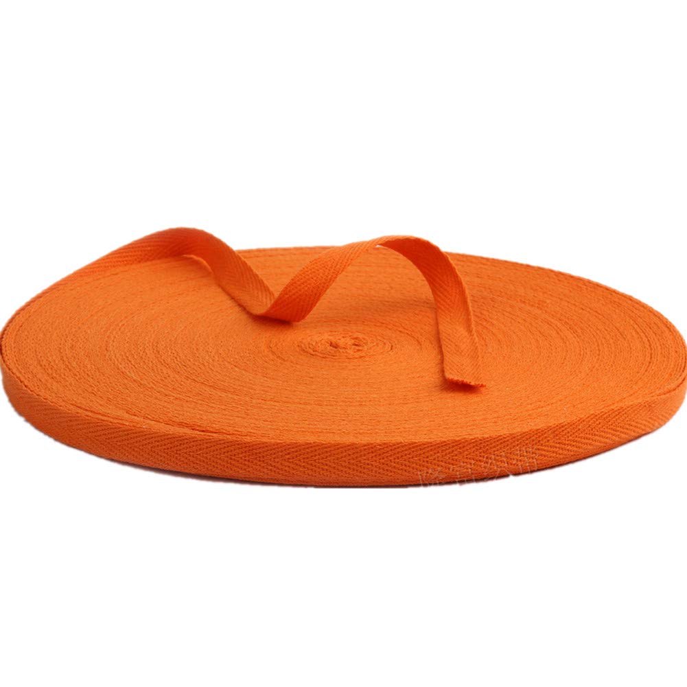 50 Meters Cotton Ribbon Herringbone Webbing Trim Fabric Tape Tapestry for Bias Binding Gift Wrapping Embellishment Craft Width 10mm (Orange)